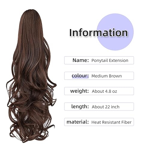Miniatura 303 de Brown ponytail extension,16" claw clip hair extensions ponytail short curly hair ponytail Extension Natural Looking Synthetic Hairpiece for Women
