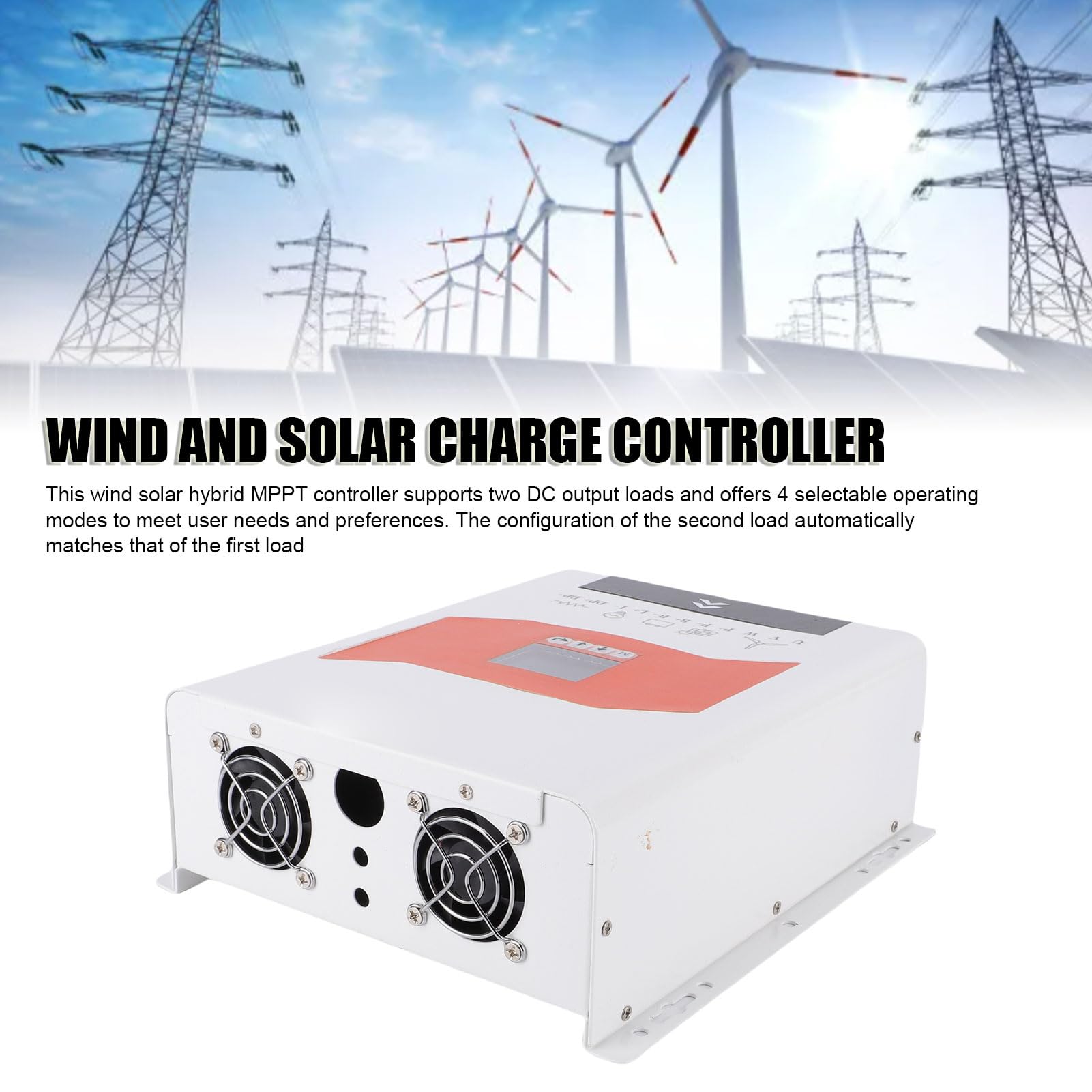 ViaGasaFamido Hybrydowy Sterownik MPPT z energią wiatrową, Turbina Wiatrowa o Mocy 600 W i Kontroler ładowania Panelu Słonecznego o Mocy 400 W z funkcją Rozładowywania Doładowania, do