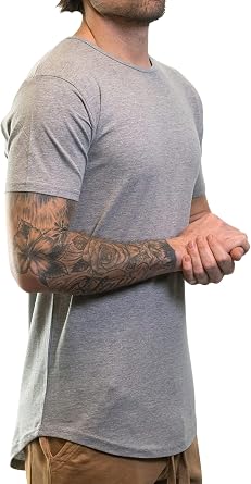 ShirtBANC Black Hipster Hip Hop Long Drop Cut Mens Shirt Dance Dropcut Tshirt Scallop Hem Urban Streetwear Essential Tee
