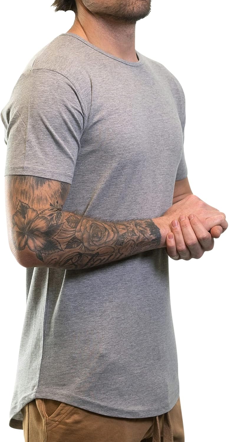 ShirtBANC Hipster Hip Hop Elong Drop Cut Mens Shirt Dance Dropcut Tshirt Small Athletic Heather | Black | White