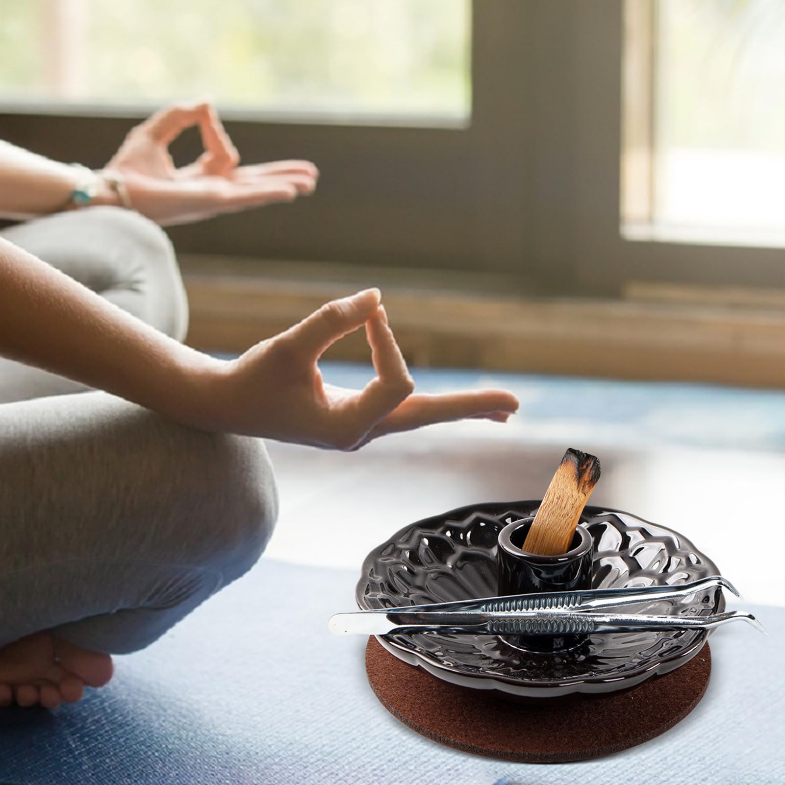in legno sacro - Culla di incenso in ceramica fatta a mano