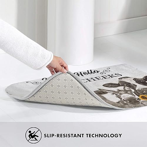 Miniatura 6 de Tapete de baño de granja de vaca de granja, antideslizante, de secado rápido, lavable, divertido tapete de ducha de animales para baño, cocina,