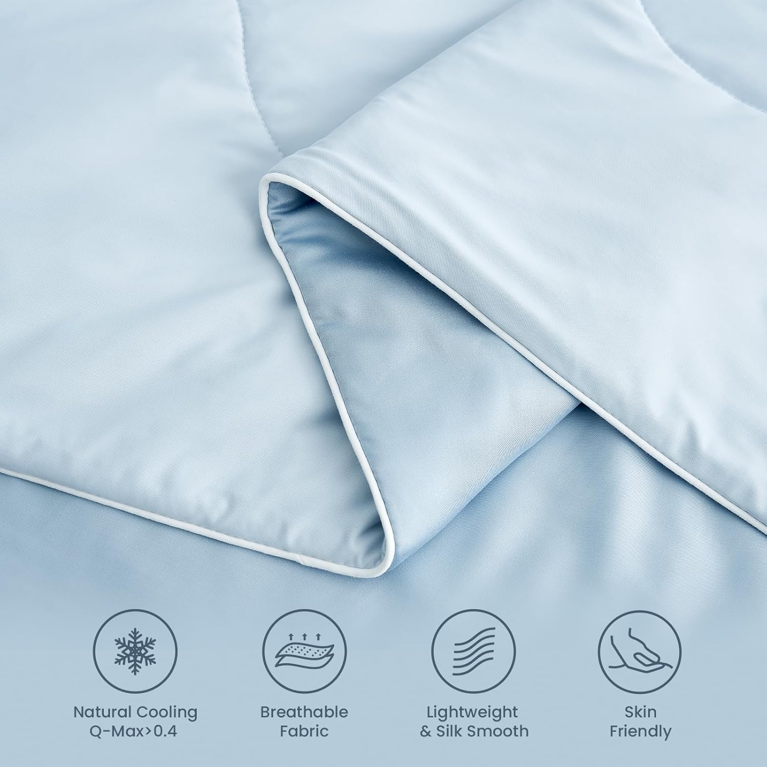 Snuggle Sac Cooling Comforter Twin Size, Breathable Cooling Blankets for Hot Sleepers and Night Sweats, Summer Comforters for Twin Size Bed, Soft Lightweight Blankets, 68x90 Inches, Ice Blue