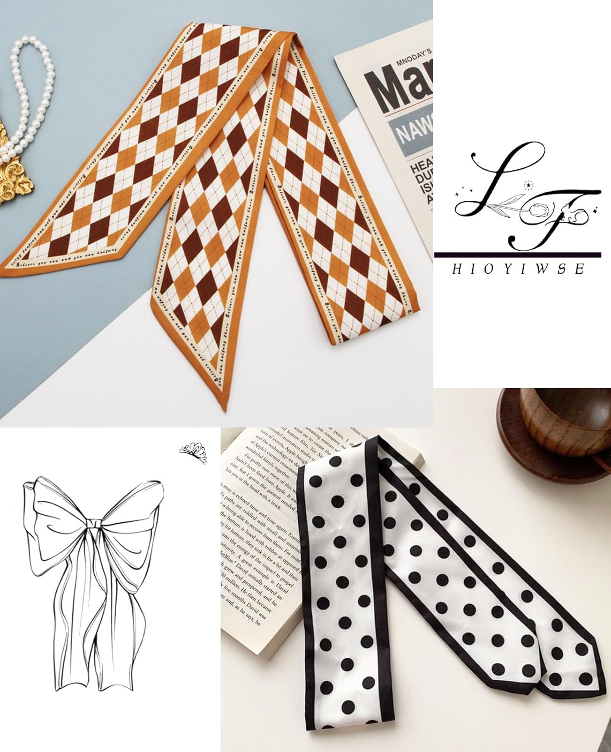 Purse Scarf Handbags For Women Skinny Hair Neck Accessories Scarves With Bag Scarfs Handle Fashion Lightweight - Image 3