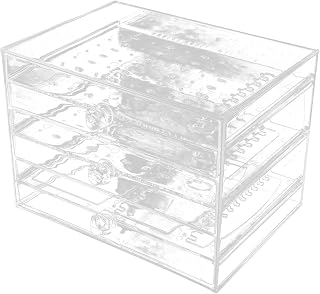 Gogogmee Acrylic Earrings Storage Box with 30 Slots and 270 Hooks Organizer | Portable Plastic Design, Three Plates with Individual Layers, Easy Pull out Secure Separation