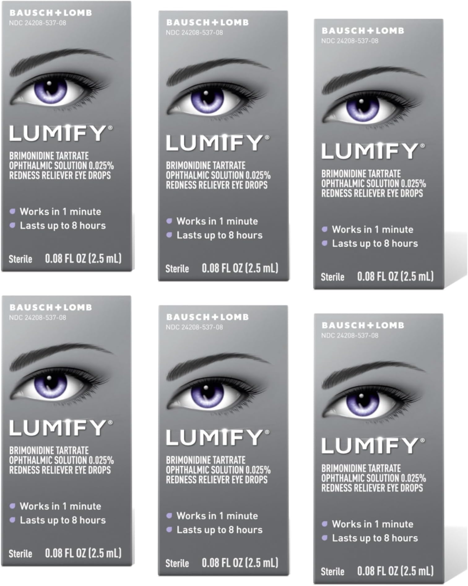 LUMIFY Redness Reliever Eye Drops 0.08 fl oz (2.5 mL) - Pack of 6