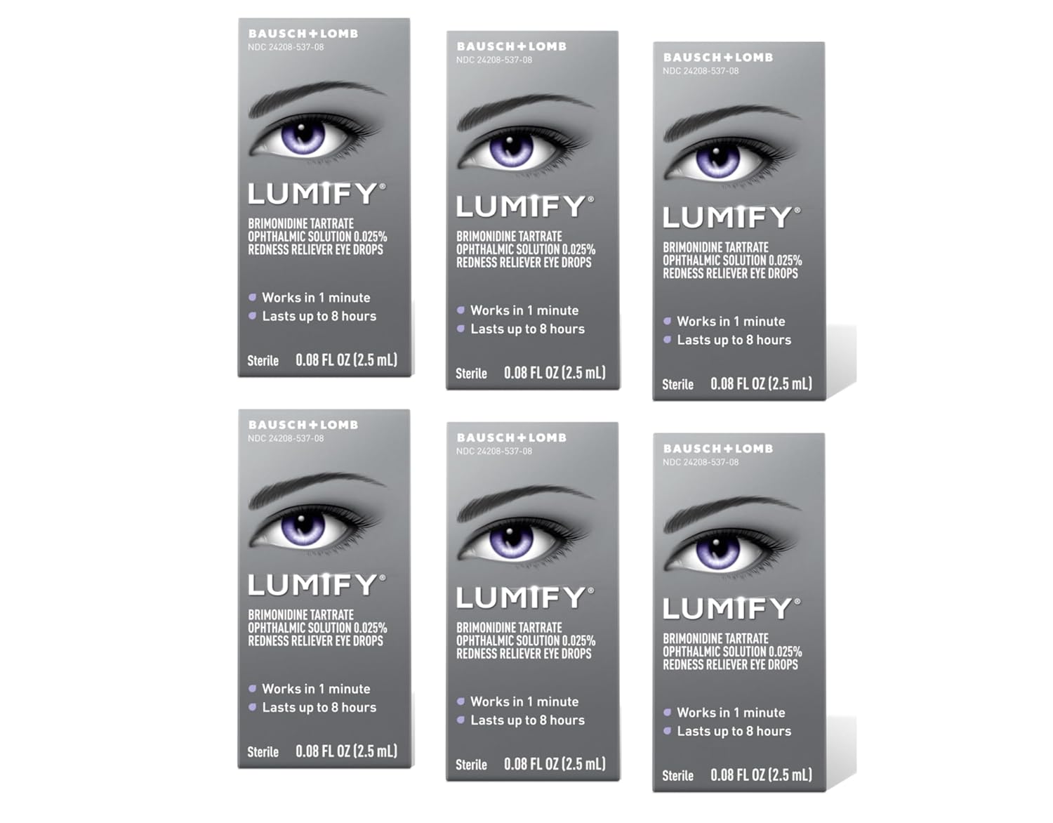 LUMIFY Redness Reliever Eye Drops 0 08 fl oz 2 5 mL - Pack of 6