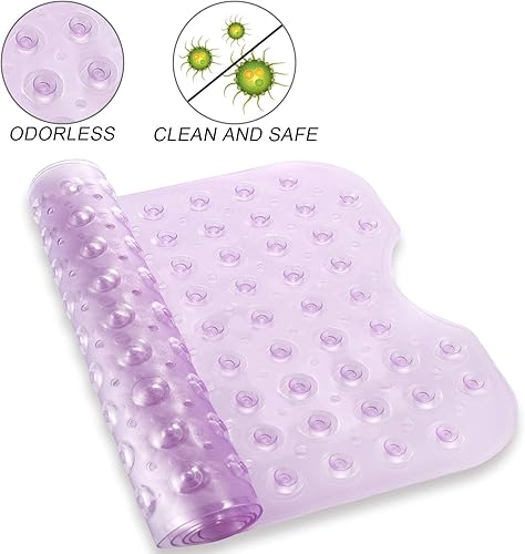 Miniatura 2 de YINENN Tapete de ducha para bañera de 40 x 16 pulgadas, antideslizante y extragrande, tapete para bañera con ventosas, lavable a máquina, con