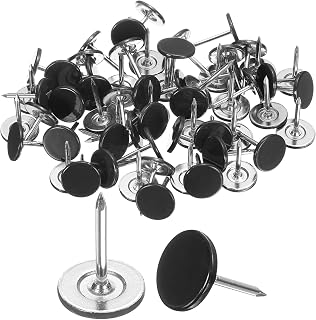 uxcell 60Pcs Upholstery Tacks, 11mmx15mm Flat Head Thumb Tack Decorative Furniture Nails Push Pins for Furniture Sofa Headboards, Black