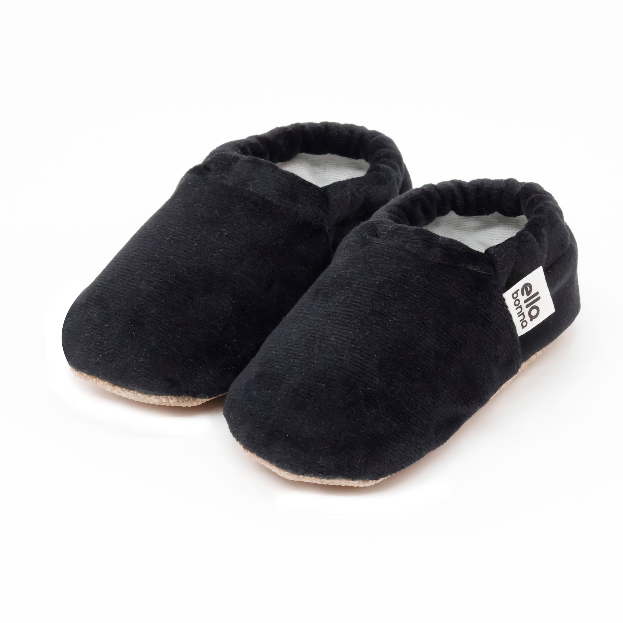 Ella Bonna Organic Cotton Velvet Baby Moccasins Newborn Baby Booties Slipper, Infant Girl Boy Socks, Black