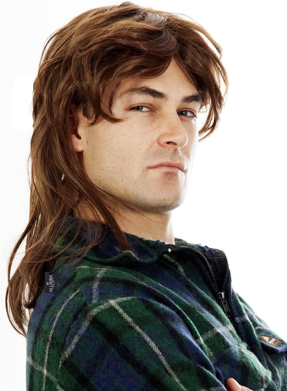 ALLAURA Joe Dirt Wig Brown Mullet Wigs for Men 80s Costumes Mens