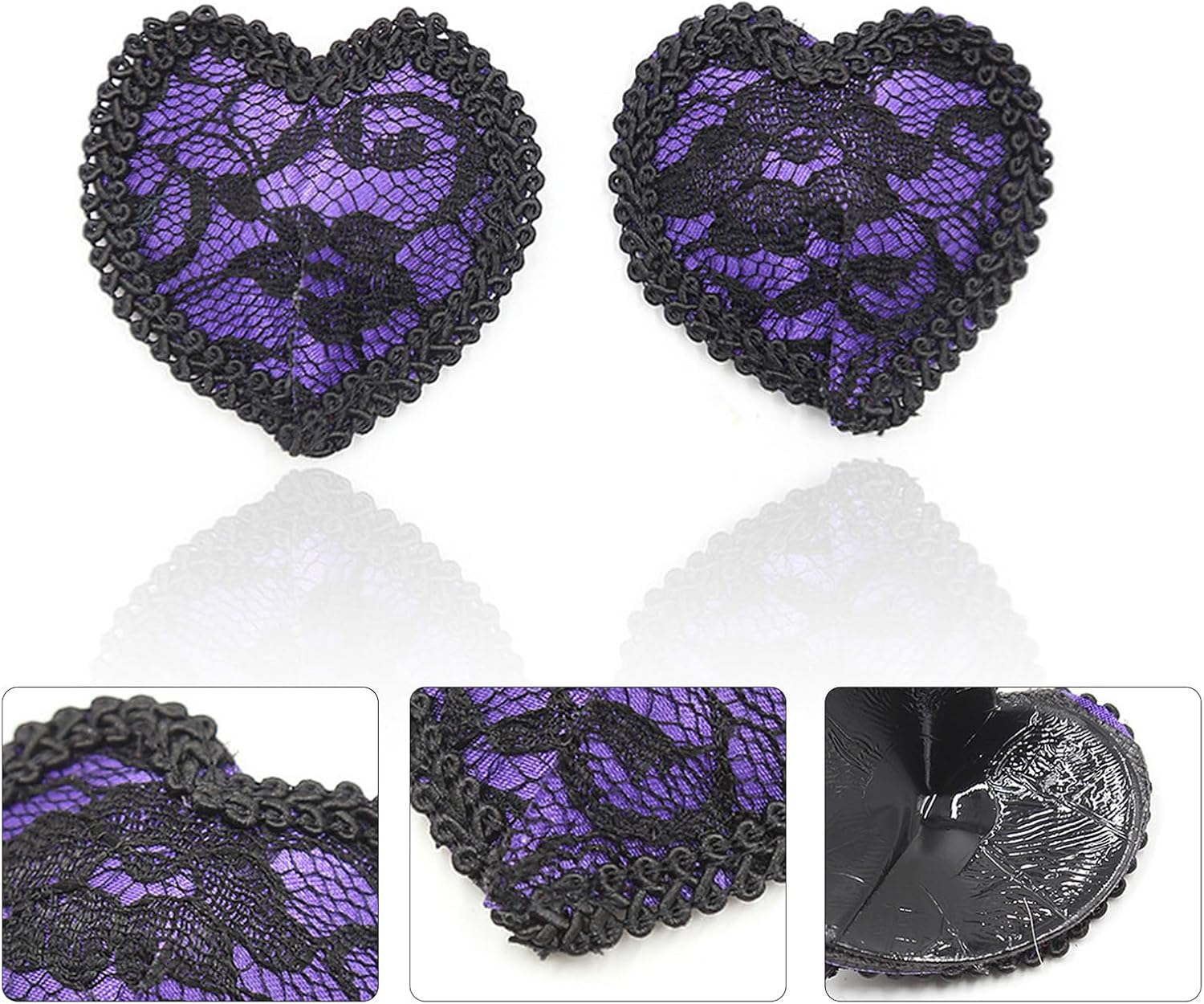 Heart Shape Lace Silicone Nipple Covers Adhesives Pasties for Low Cut Backless Dress Women Lingerie Breast Stickers Pads Lace Purple