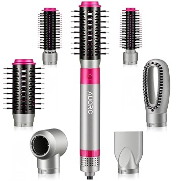 Amazon.com: AUORC 6 en 1 cepillo secador de pelo, cepillo intercambiable,  secador de pelo de un solo paso y voluminizador de estilo, cepillo de aire  caliente de iones negativos para secar, peinar,