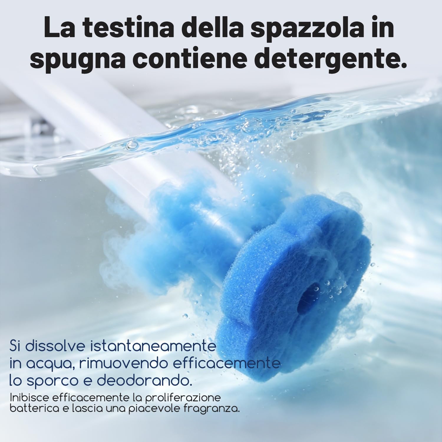 Scopino WC Usa e Getta – Set di Scopino Bagno WC a Parete in 2 Pezzi, Comprensivo con 64 Testine con detergente e 2 Supporti per Riporle, per Pulizia WC, Bagno, Lavabo e Vasca