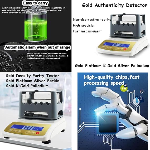 Gold Purity Testing Machine Digital Electronic Gold Purity Tester Meter Gold Purity Test Analyzer Machine, Precious Metal Authenticity Tester with LCD Display,MDJ-300K