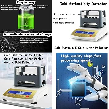 Gold Purity Testing Machine Digital Electronic Gold Purity Tester Meter Gold Purity Test Analyzer Machine, Precious Metal Authenticity Tester with LCD Display,MDJ-300K