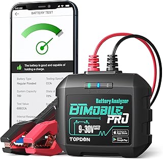 Car Battery Tester 12v, TOPDON Wireless Battery Load Tester 100-2000 CCA, BTMobile PRO Battery Monitor Cranking & Charging Tester Automotive Battery Analyzer, Bluetooth Alternator Load Tester