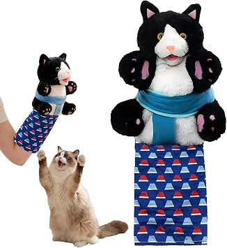 Interactive Cat Toys Cute Play Set with Wrestling Glove, Karate Kitty, Wrestling Puppet, Fun Interactive Toy for Indoor Cats & Kittens cat02