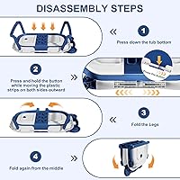 Vista 4 de MoreFeel Bañera plegable para bebé recién nacido con termómetro y 1 cojín flotante suave y 1 red de baño, bañera de viaje portátil con orificio