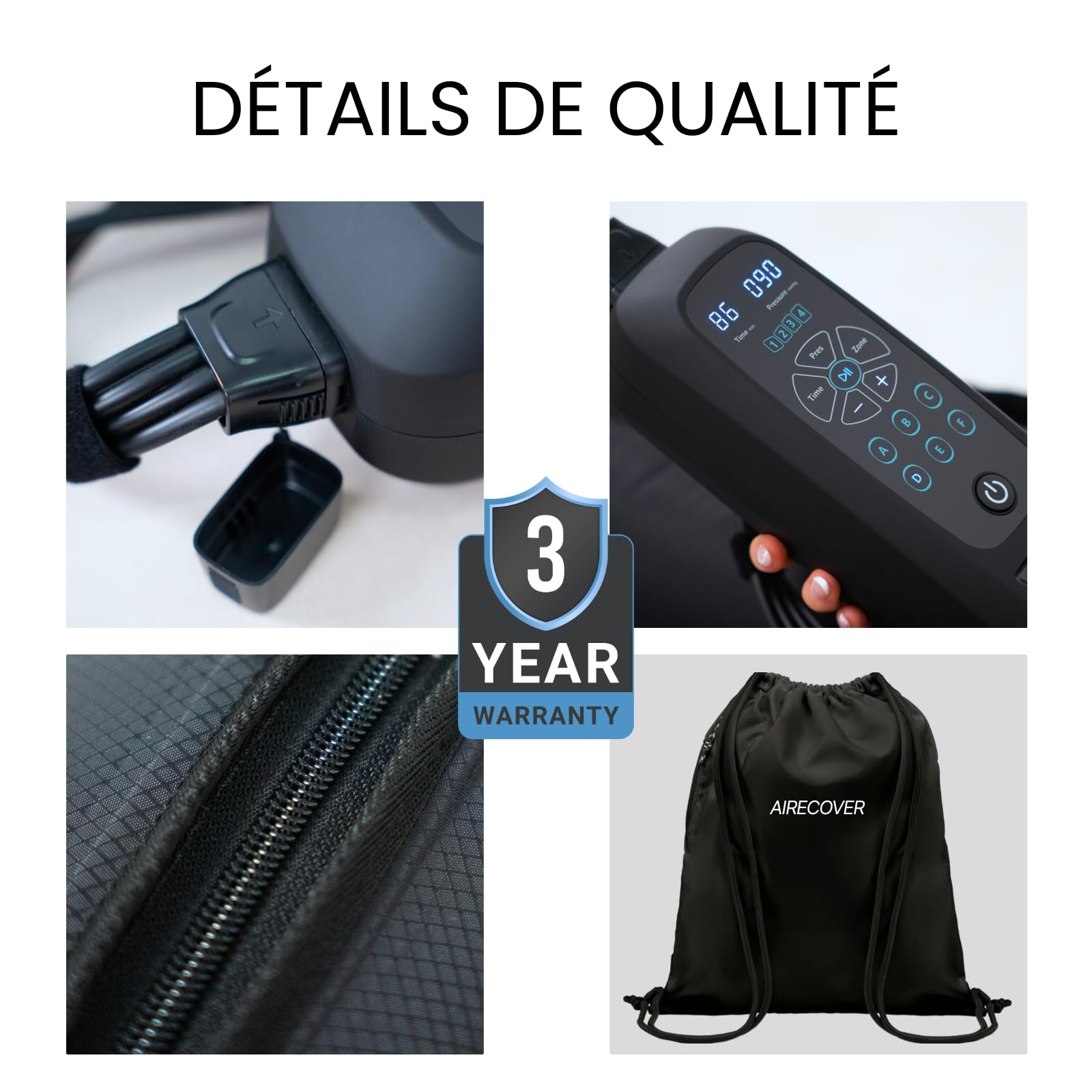 Pressothérapie pour la Maison, Masseur de Jambes avec 4 Chambres pour Améliorer la Circulation Sanguine et le Drainage Lymphatique, Bottes de Récupération pour la Relaxation Musculaire et