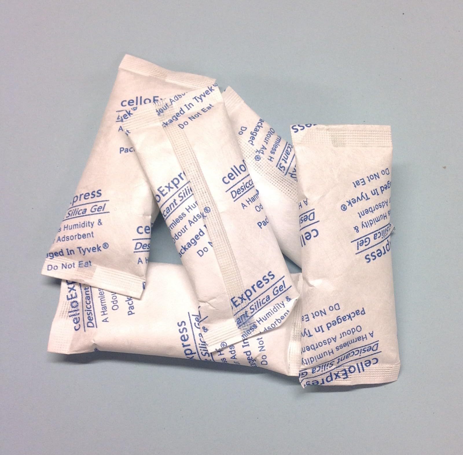 celloexpress 10g Silica Gel Pouches - Pack of 5 - Total Gel Weight 50g - Silica Gel in Tyvek Fabric Sachets (10g, 5)