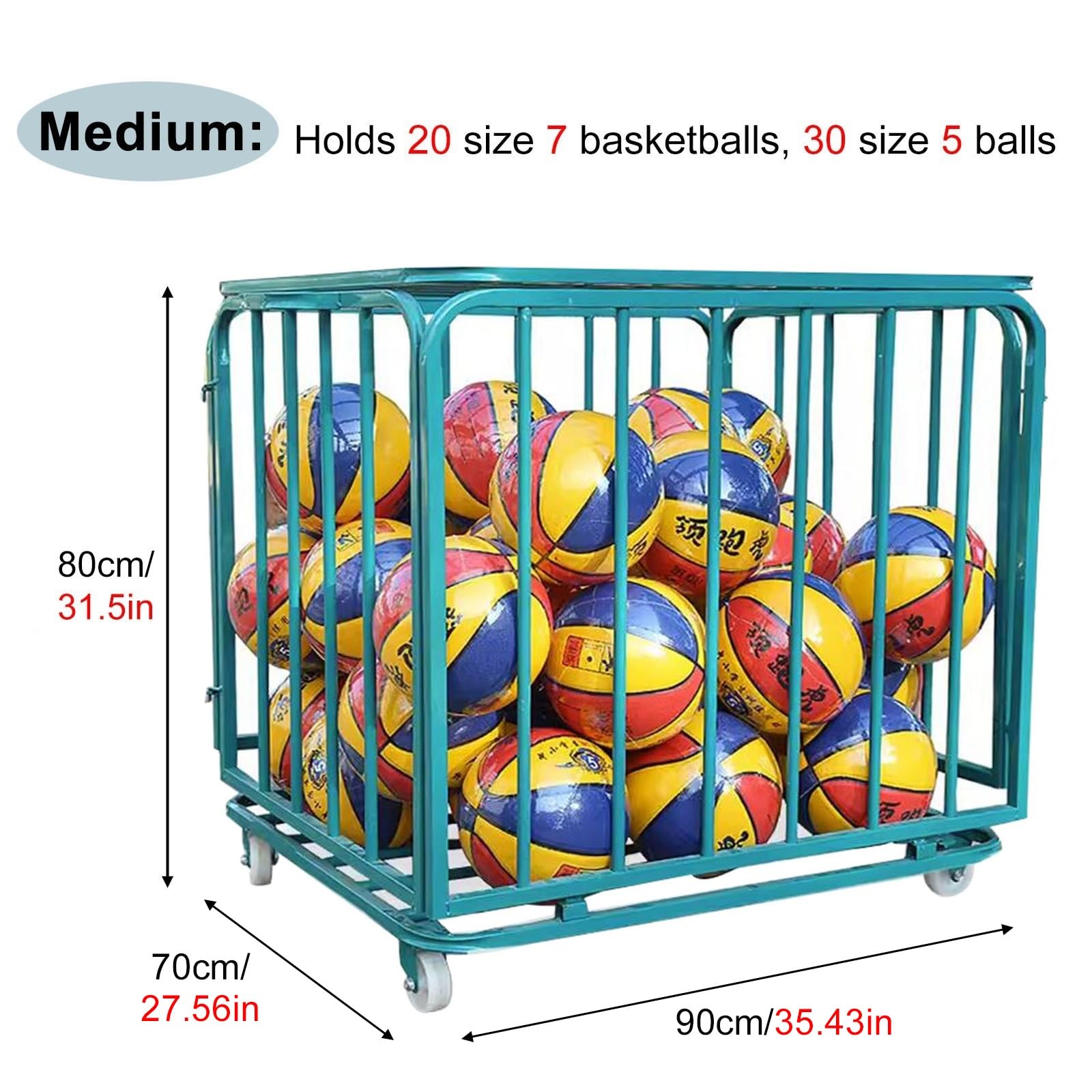 Carrello Porta Palline da Basket Pieghevole per Sport Palestra Scuola Garage