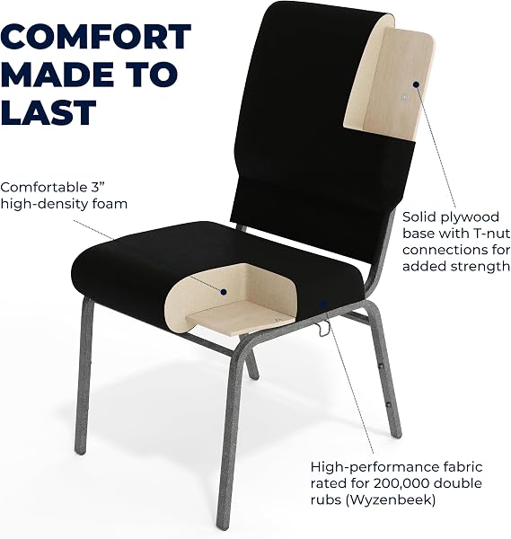Flash Furniture Advantage Black Church Chairs 18.5 in. Wide