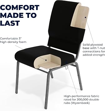 Flash Furniture Advantage Black Church Chairs 18.5 in. Wide