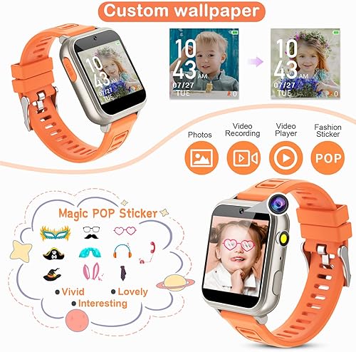 Miniatura 9 de Reloj inteligente para niños con 24 juegos de rompecabezas, cámara, reproductor de música, podómetro, despertador, calculadora, antorcha, pantalla