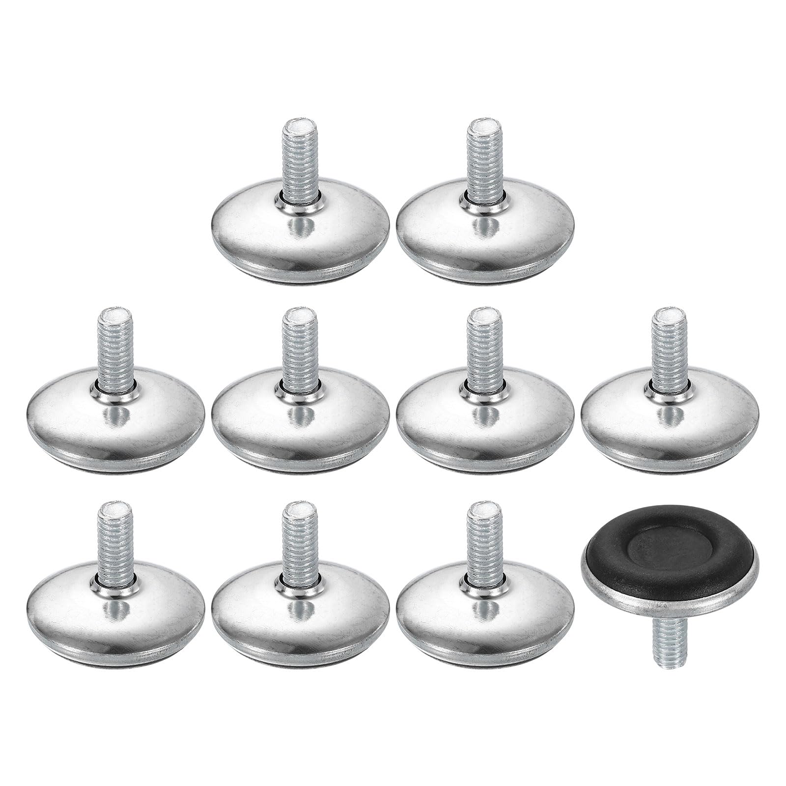 sourcing map 10Pcs M6 Thread Furniture Feet Levelers, 28x15mm Adjustable Leveling Table Feet, Screw on Furniture Glide Leveling for Chair Stool Legs, Black