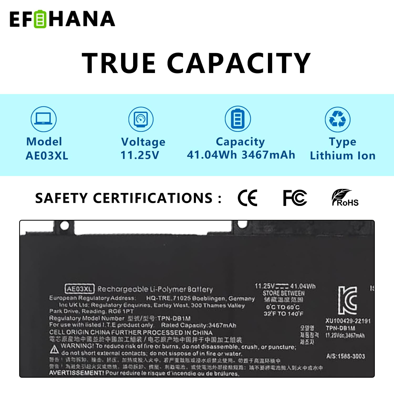 Amazon.com: EFOHANA AE03XL Laptop Battery Replacement for HP 240