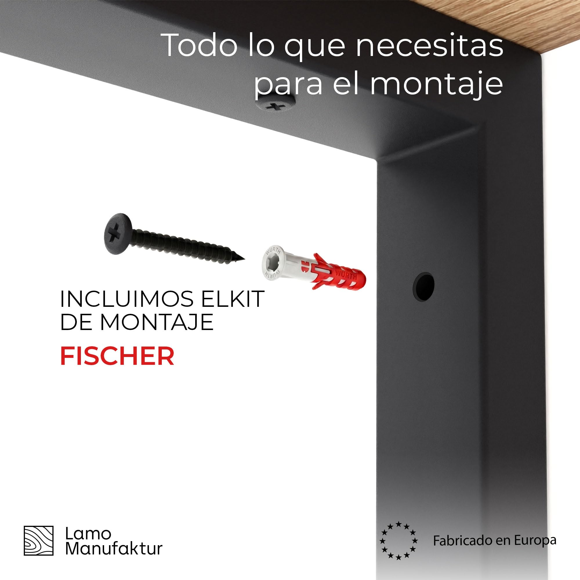LAMO MANUFAKTUR Soporte para encimera de lavabo 40x80cm antracita set 2 piezas - Patas para mueble de baño industrial de metal con tornillos Fischer - Estructura para lavabo sobre encimera y empotrado