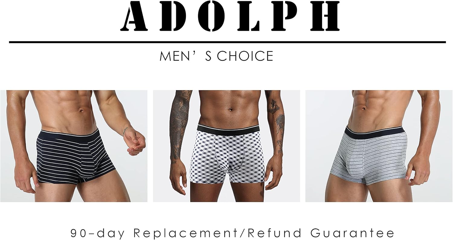ADOLPH Men's Bamboo Viscose Multi Pack Boxer Briefs with Support Pouch, Comfortable & Breathable Sport Underwear