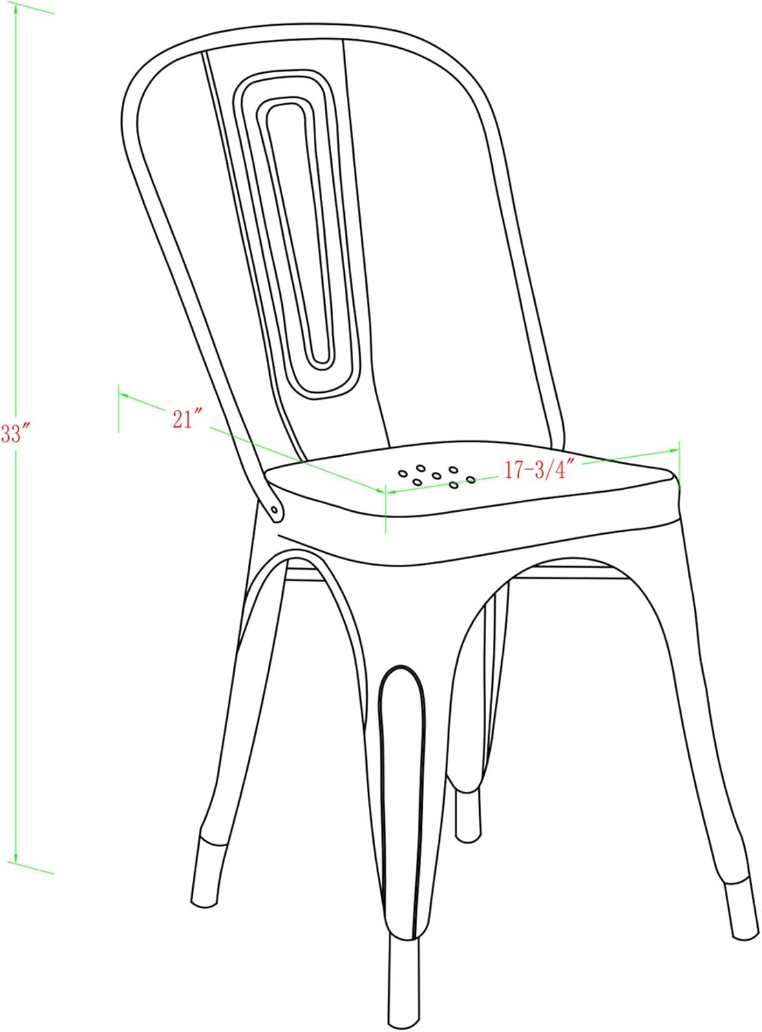 Flаѕh Dеаlѕ - 80% оƒƒ Walker Edison Metal Café Bistro Bar Armless Dining Room Chairs Kitchen, 18 Inch, Black