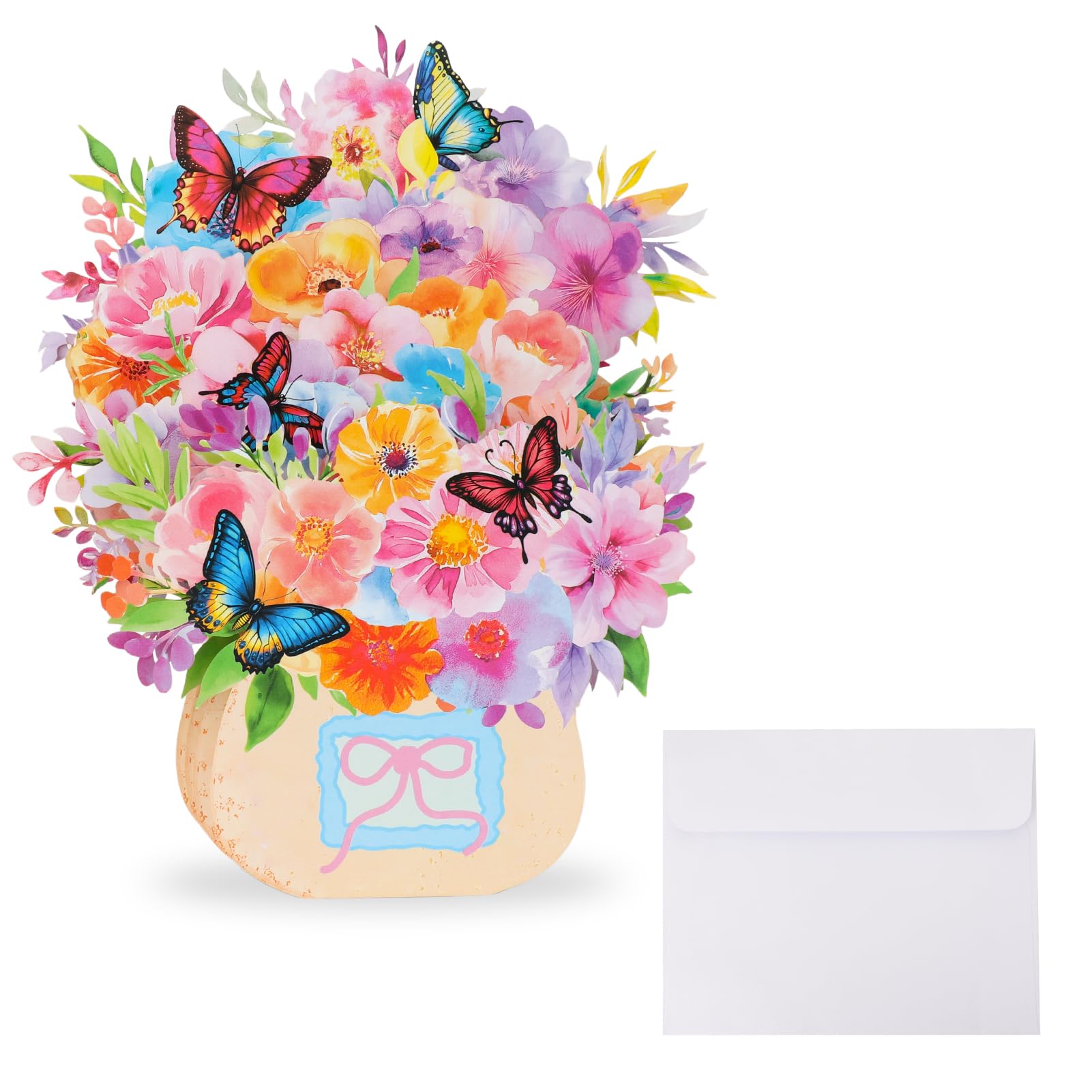 Haefan Birthday Cards for Women, 3D Pop Up Butterfly Flower Basket Greeting Card Happy Birthday Card for Mum Daughter Sister Wife Granddaughter, Blank Notecard and Envelope