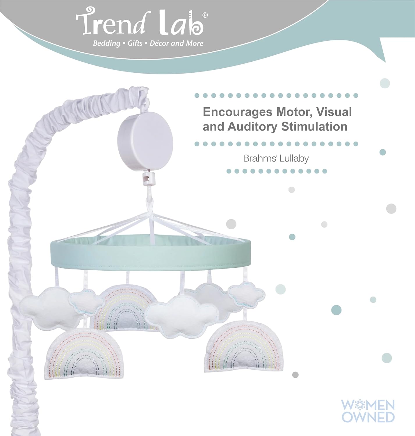 Rainbow Crib Mobile - Cloud Baby Mobile for Crib - Musical Crib Mobile - Fun Whimsical Musical Mobile for Cribs - Rotating Nursery Mobile for Crib - Baby Crib Mobile for Boys and Girls