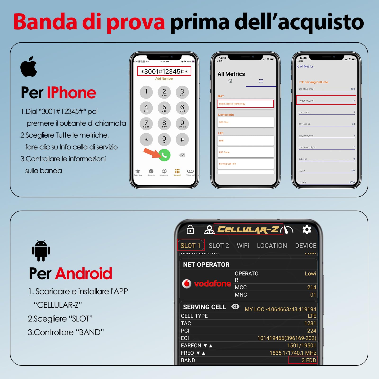 Amplificatore Segnale Cellulare per casa e ufficio, 5G 4G LTE banda 1/3/7/8/20 Ripetitore Segnale Cellulare Amplificatore di ricezione per tutti gli operatori italiano per Wind Tre,TIM,Iliad
