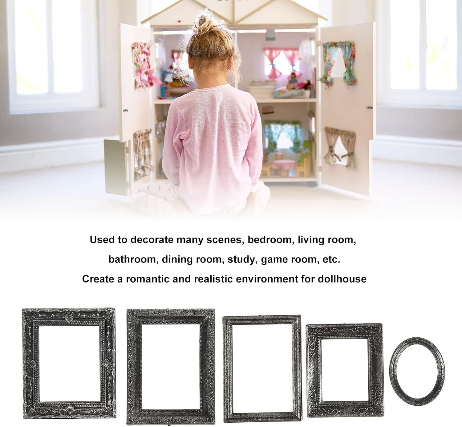 Dollhouse Photo Frame, 112 Miniature Picture Frame for Miniature Dollhouse Furniture Decoration Doll Accessories