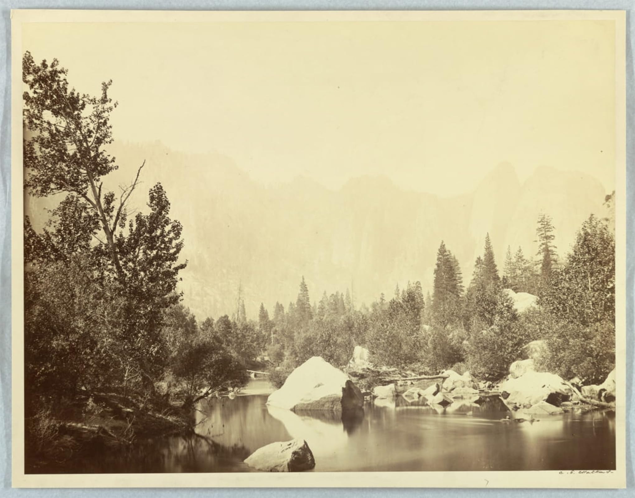 SERENDIPITP Retro Picture Poster Wall Art Pictures Painting View on the Merced River by Carleton E. Watkins Wall Art Canvas Print for Wall Decor 60x90cm
