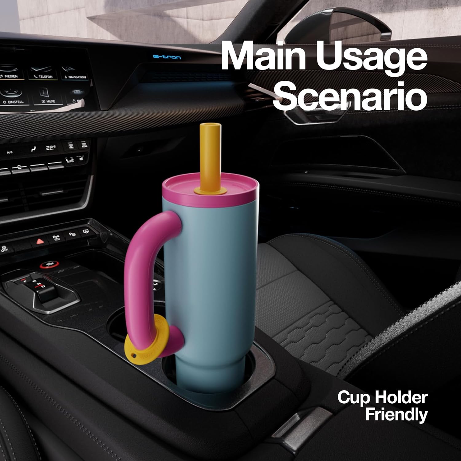 CHAKO LAB BaWang Insulated Stainless Steel Tumbler | Tumbler with Handle and Straw 33oz | Cup Holder Friendly for Travel | Leakproof Water Bottle | BPA-Free | 316 stainless steel liner| pink&blue - Image 5