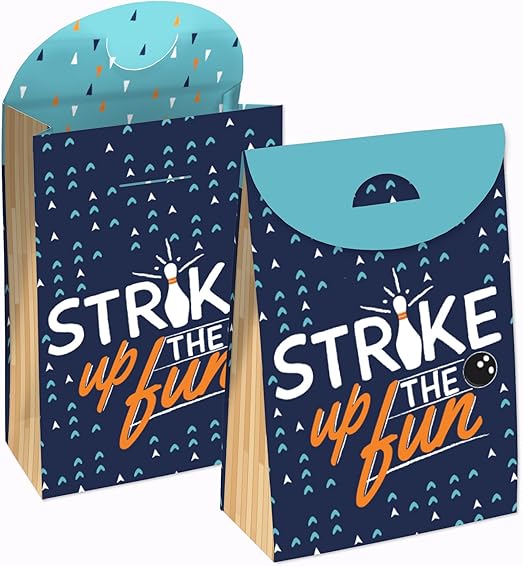 Big Dot of Happiness Strike Up the Fun - Bowling - Birthday Gift Favor Bags - Party Goodie Boxes - Set of 12