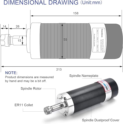 Miniatura 2 de Daedalus Kit de motor de husillo sin escobillas CNC, 600w, ER11, 48V DC, 9000RPM