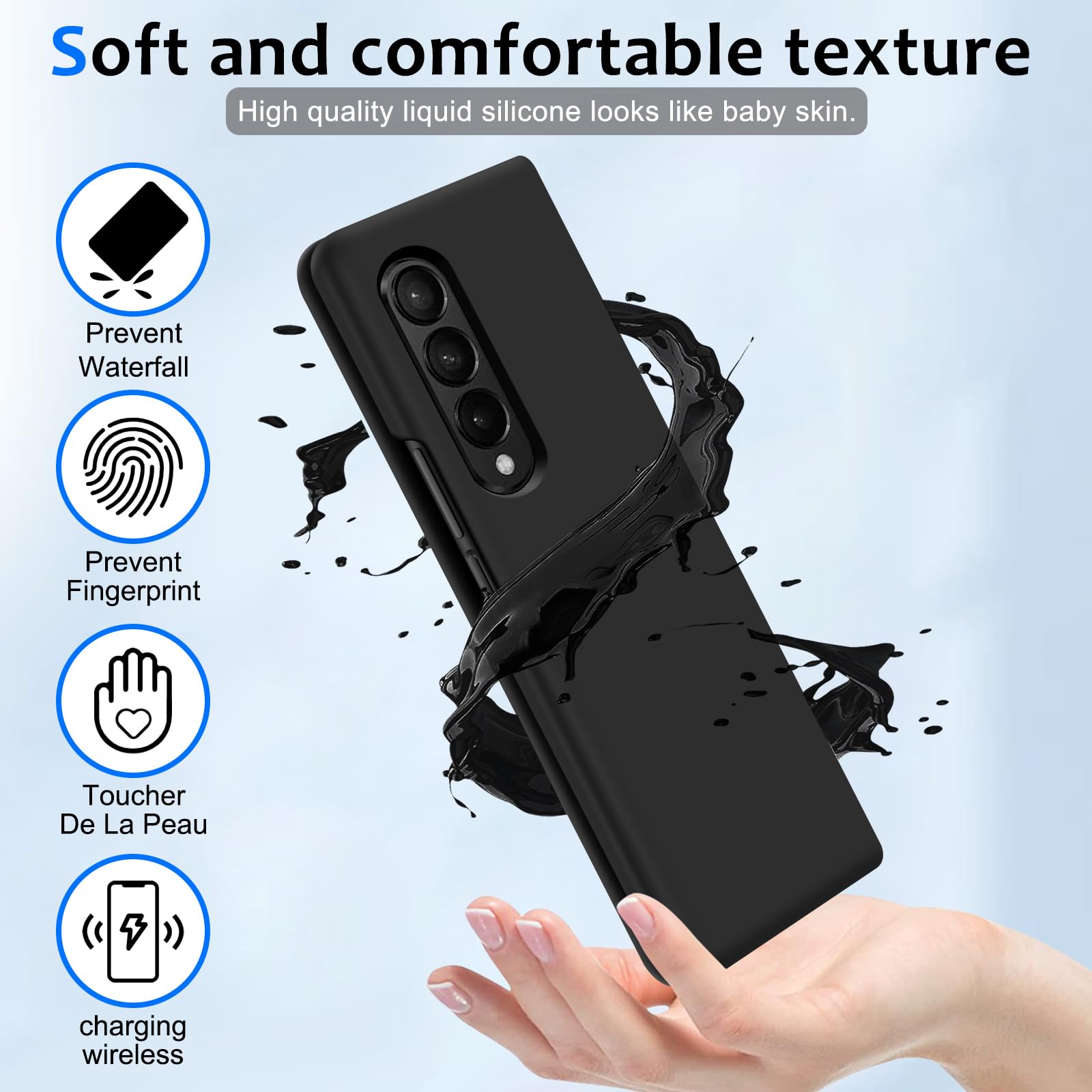Amazon.com: Z Fold 4 Liquid Silicone Case for Samsung Galaxy Z 