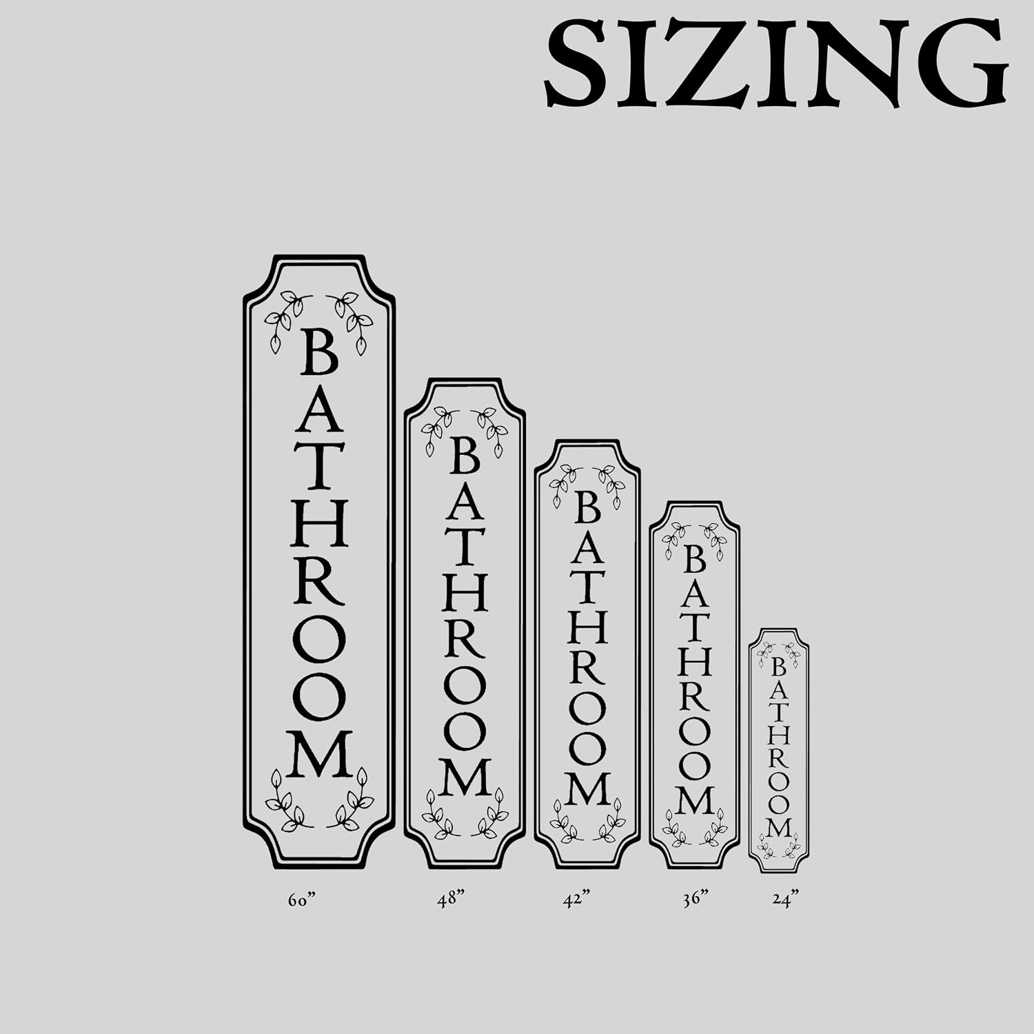 Vertical Bathroom Door Decal for Glass or Wood Doors or Wall, Customizable, Pick Your Size Medium Large or XLarge Decal Sticker, Bathroom Decor, White or Black, Home Decor