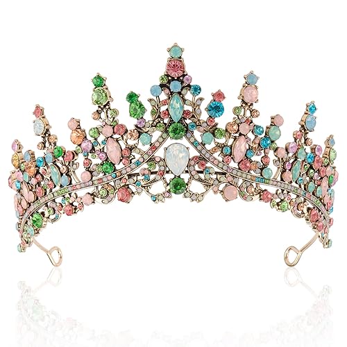 COCIDE Tiaras de bronce para mujer, coronas de princesa para mujer, tiaras y coronas para mujer, corona de reina de cristal barroco, tiaras de