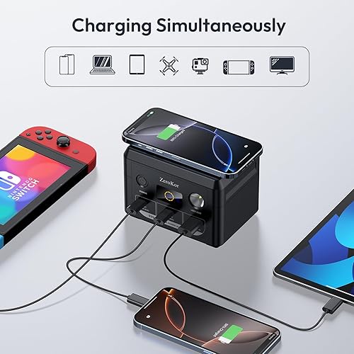 Miniatura 7 de Banco de energía solar con salida de CA de 110 V 65 W, 100 W, USB C de 100 W, batería de carga rápida con panel de cargador solar de 30 W, plegable