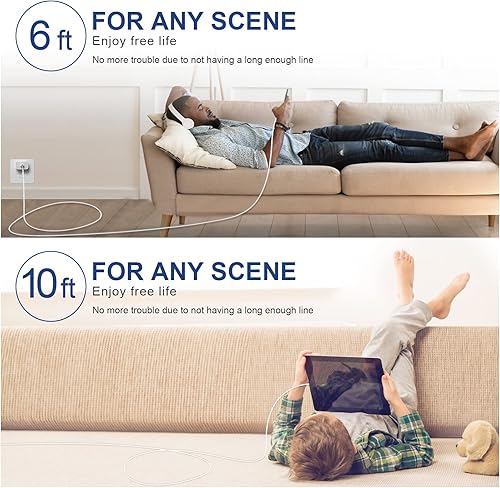 Miniatura 6 de Paquete de 4 cargadores rápidos para iPhone certificado Apple MFi 2 piezas de bloque de cargador de pared tipo C de Apple con 2 cables USB C a