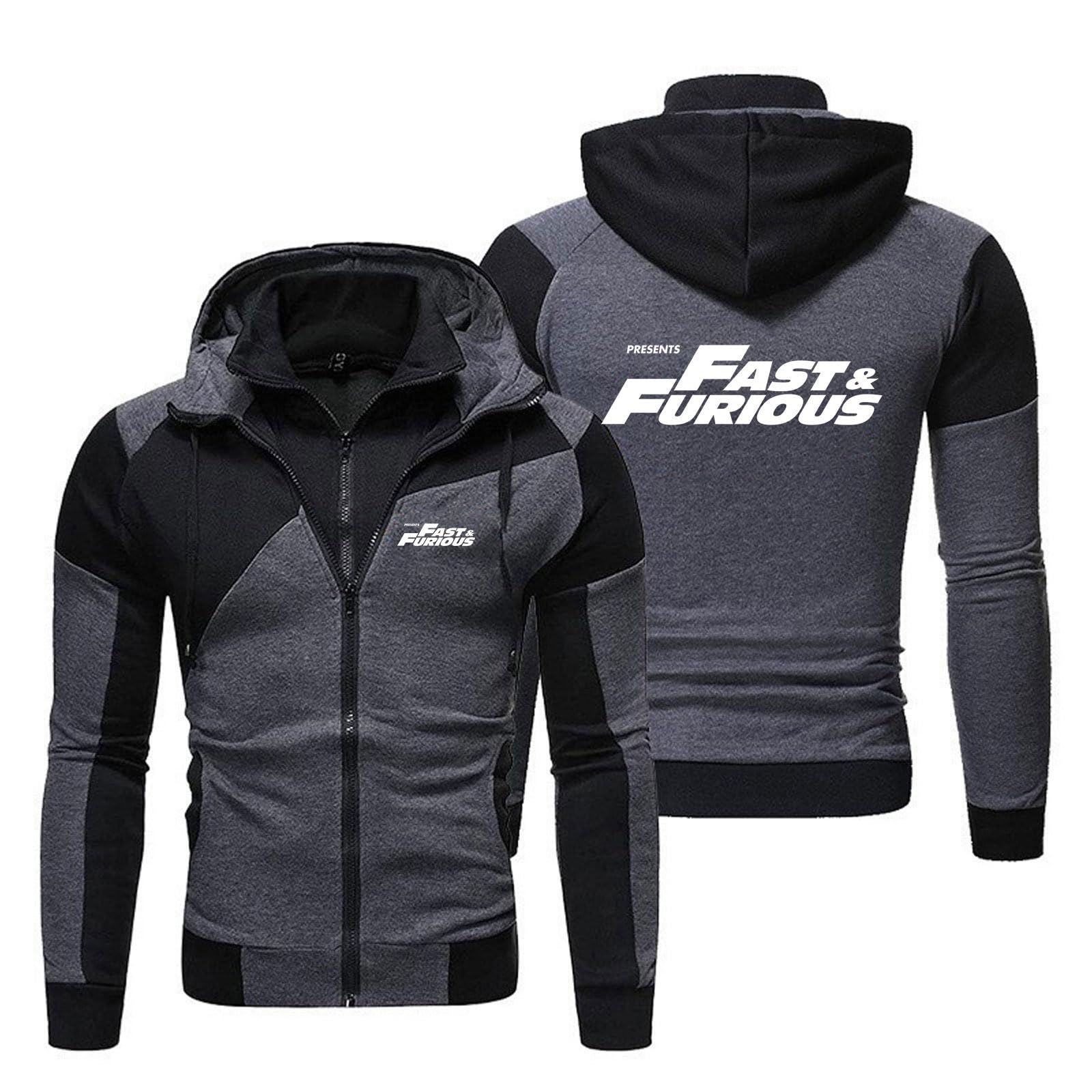 Męska bluza z kapturem Bluza dla F.a.s.t F.ur.IO.us zapinana na zamek z długim rękawem luźna kurtka patchworkowa płaszcze sportowe sweter z kapturem - Prezenty
