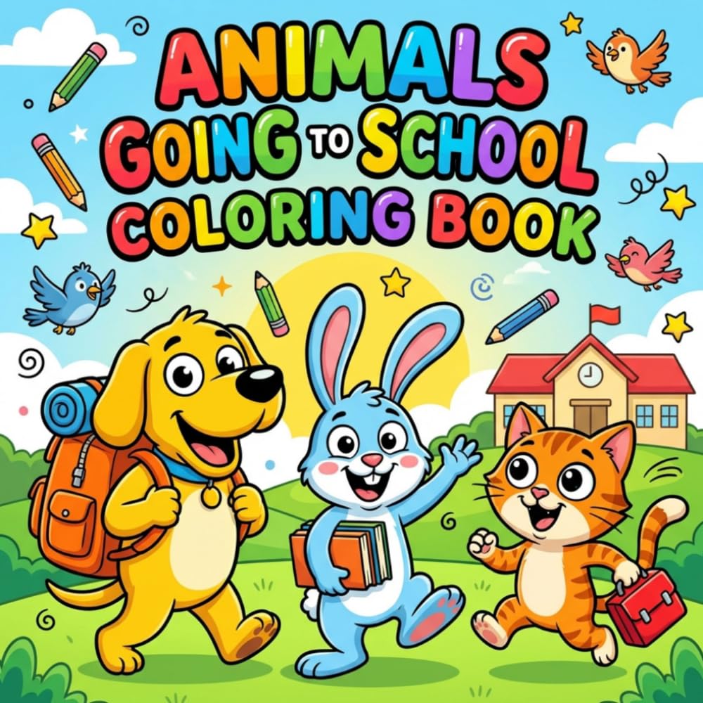 Animals Going to School Coloring Book for Toddlers: Cute and Easy Animal School Coloring Pages with Bold Outlines — Fun Learning Activity Book for Kids Ages 2–5
