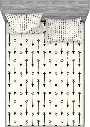 Miniatura 38 de Ambesonne Juego de sábanas bajeras y fundas de almohada, diseño retro de los videojuegos con botones de joystick vintage de los años 80 y 90, diseño